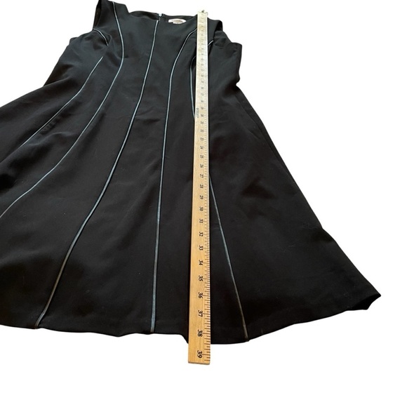 CALVIN KLEIN Black Sleeveless Dress with Faux Leather Trim-Size 10 - Picture 8 of 12